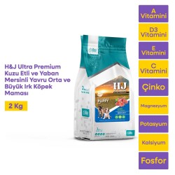 Health & Joy (H&J) Ultra Premium Kuzu Etli ve Yaban Mersinli Yavru Orta/Büyük Irk Köpek Maması 2 Kg - 1