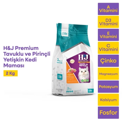 Health&Joy (H&J) Premium Tavuklu ve Pirinçli Yetişkin Kedi Maması 2 Kg - 1