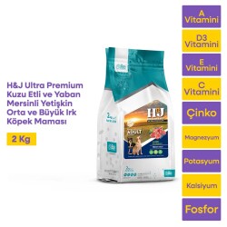 Health&Joy (H&J) Ultra Premium Kuzu Etli ve Yaban Mersinli Yetişkin Orta ve Büyük Irk Köpek Maması 2 Kg - 1