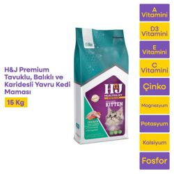 Health&Joy (H&J) Premium Tavuklu, Balıklı ve Karidesli Yavru Kedi Maması 15 Kg - 1