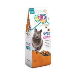 Hop Life Kısırlaştırılmış Yetişkin Kedi Maması - Balıklı (15 KG) | Ekonomik ve Dengeli Beslenme - 1