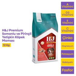 Health & Joy (H&J) Premium Somonlu ve Pirinçli Yetişkin Köpek Maması 12 Kg - 1