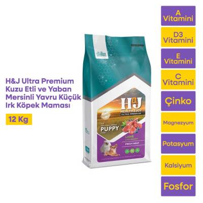 Health & Joy (H&J) Ultra Premium Kuzu Etli ve Yaban Mersinli Yavru Küçük Irk Köpek Maması 12 Kg - 1